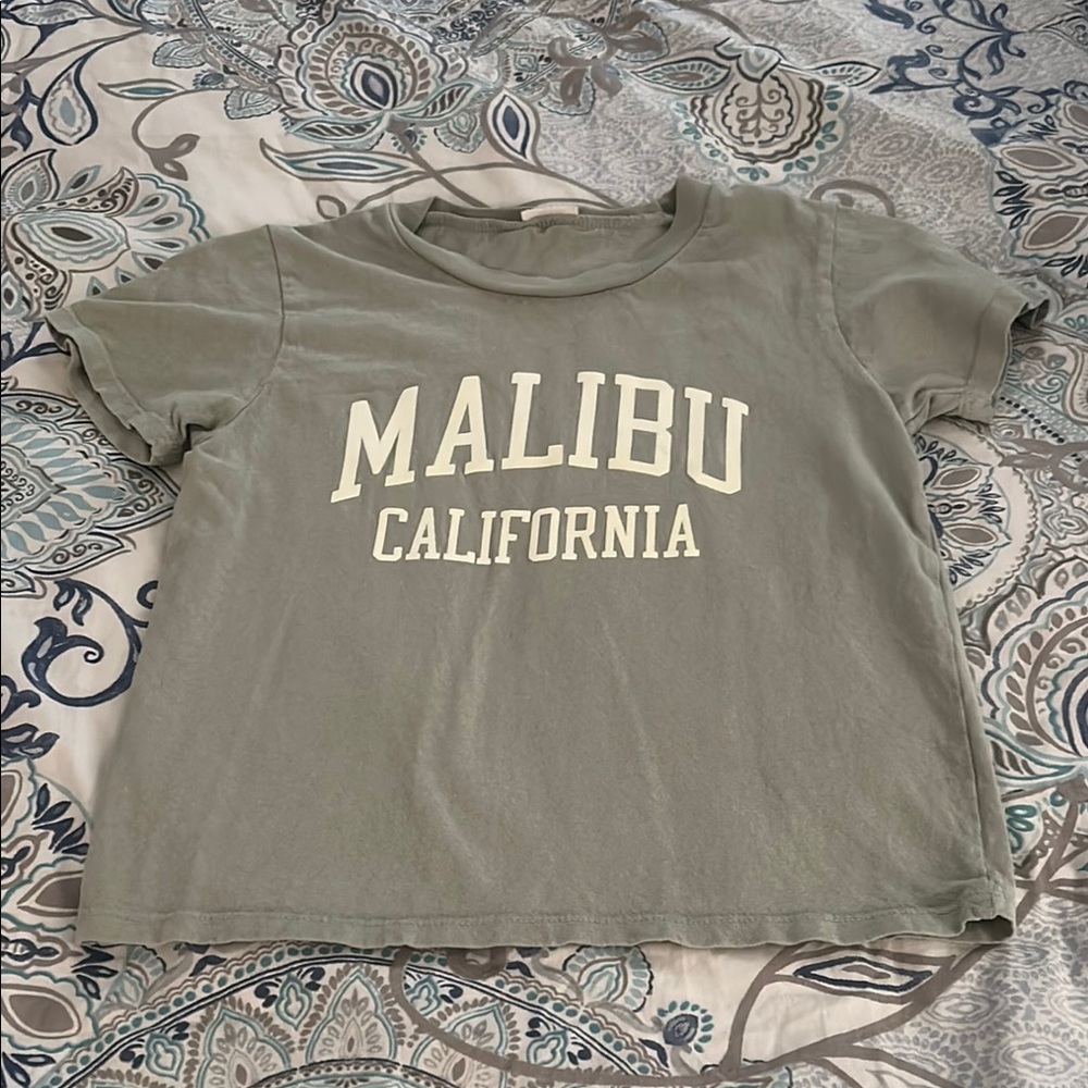John Galt Malibu California Girls Crop T-Shirt - light green/sage
